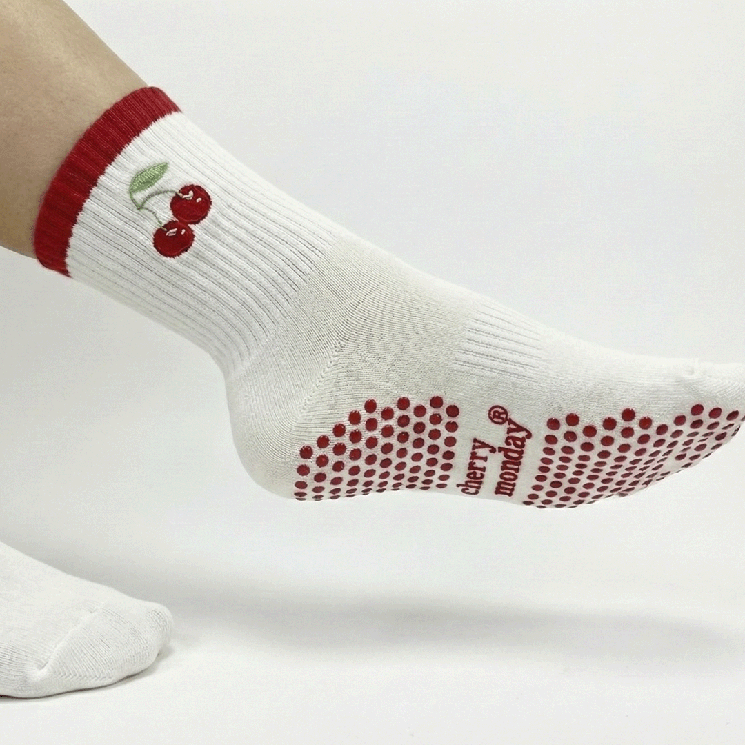Cherry Fan - Calcetines Antiderrapantes para Yoga, Pilates y Barre