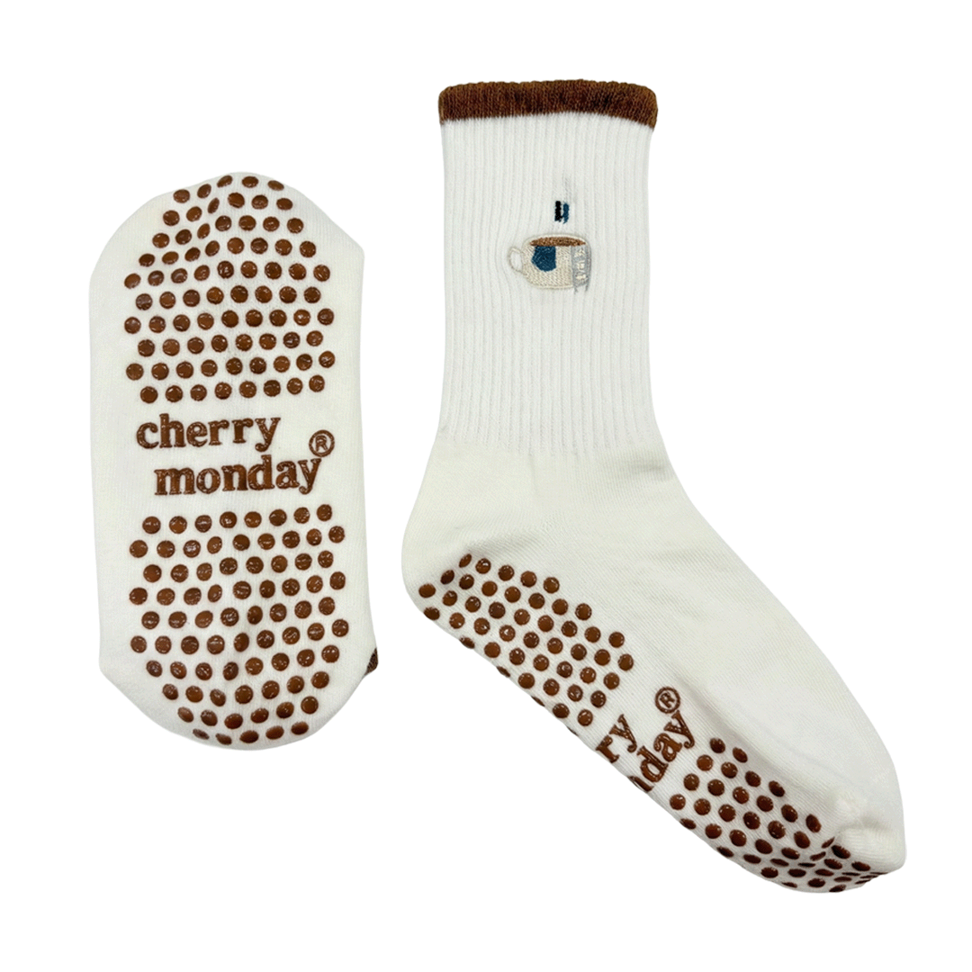 The Coffee Lover - Calcetines Antideslizantes para Yoga, Pilates y Barre